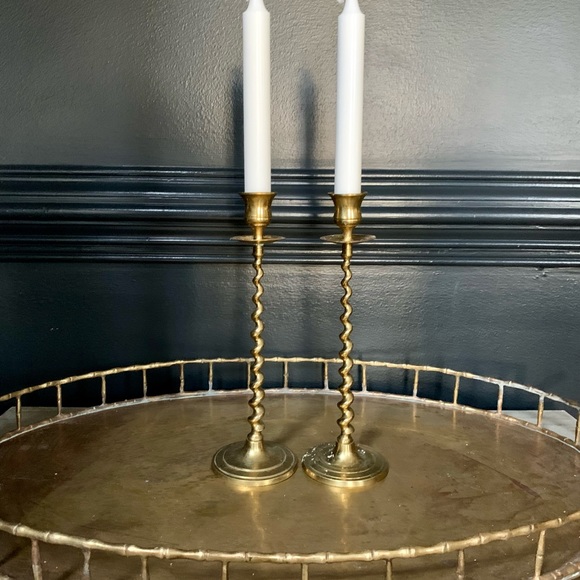 Vintage Pair of Brass Candlesticks